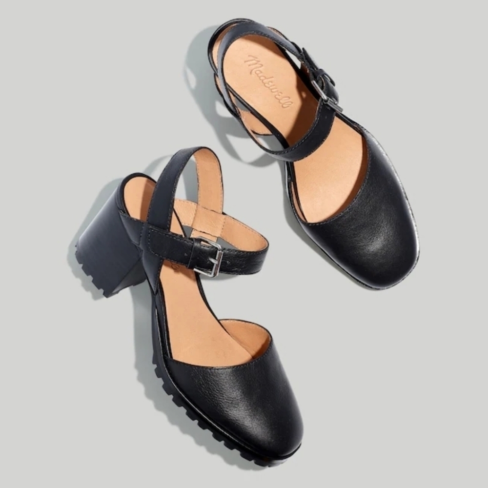 New! Madewell The Claudie Heeled Lugsole Mary Jane in Leather